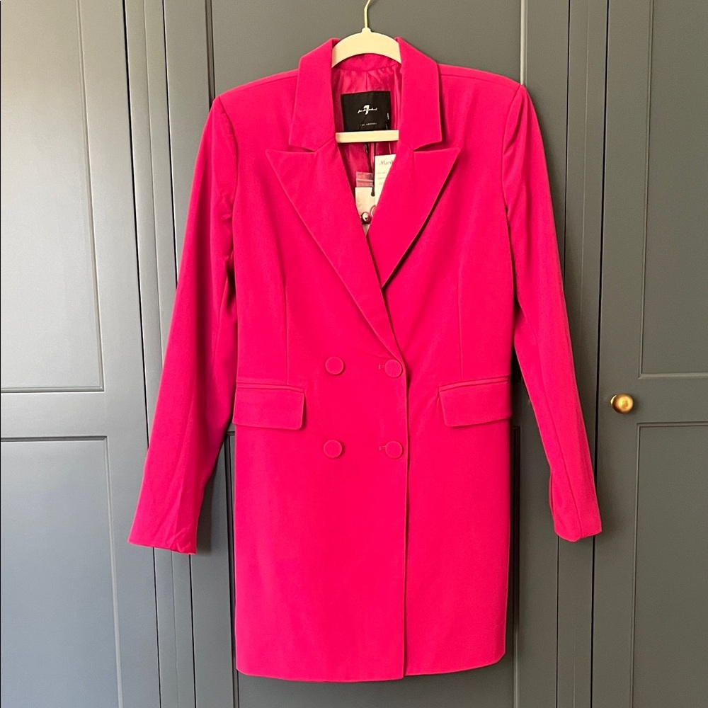 7 For All Mankind Fuchsia Double-Breasted Blazer